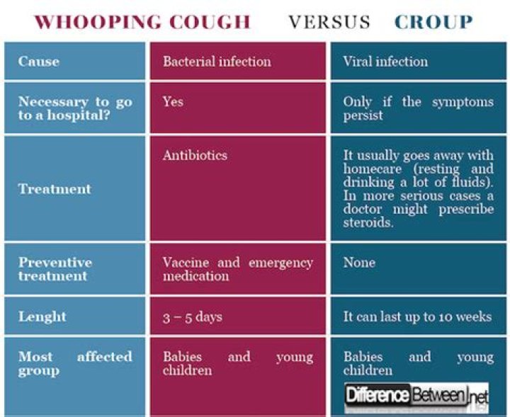 What is the difference between croup and whooping cough?